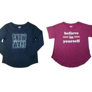 Crazy8 Girls Shirts Set, Short Sleeves (Rose Pink) and Long Sleeves (Gray)